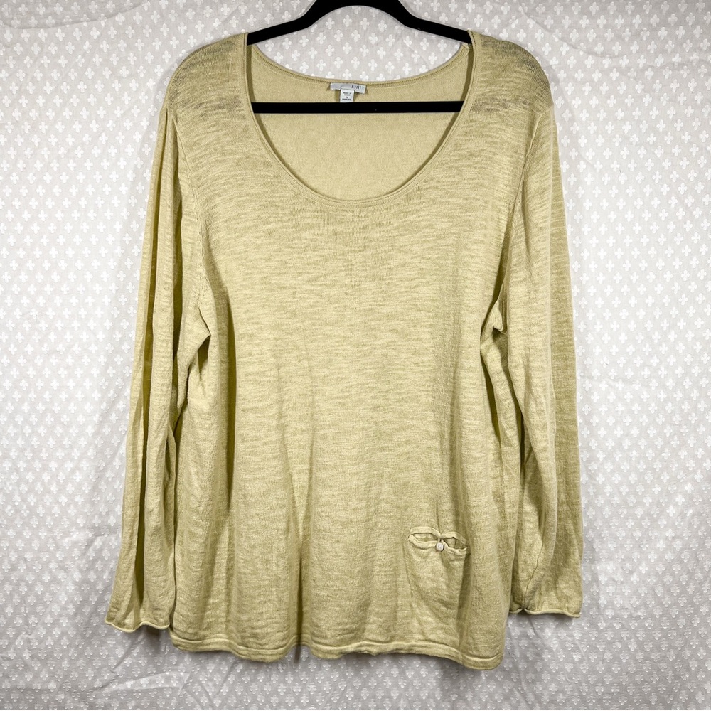 J. Jill Green Linen‎ Blend Long Sleeve Tunic Top